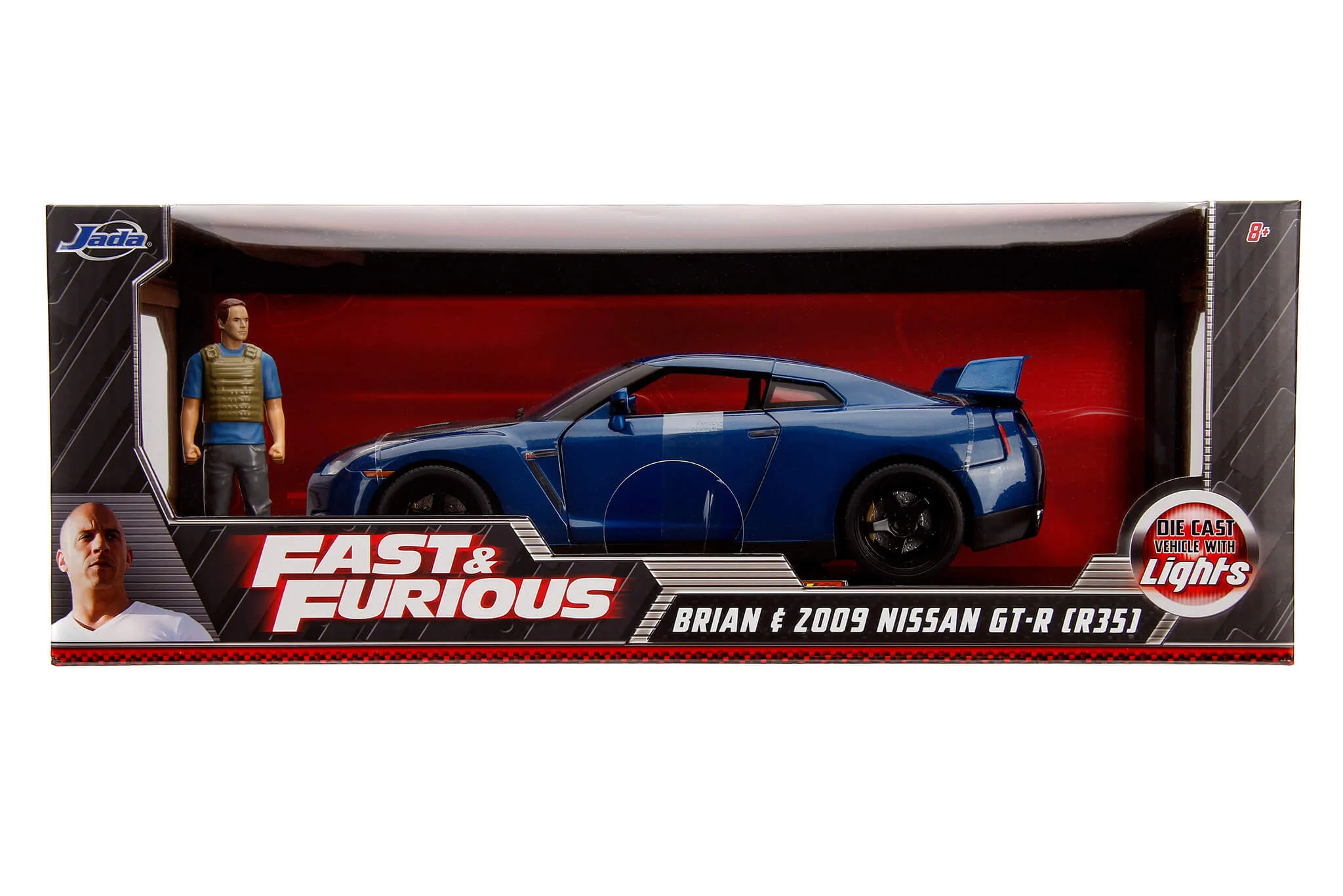 Fast & Furious Brian's Nissan GT-R (R35), 1:18 Scale Vehicle w/ Lights & 3.75" Figure - Image 6