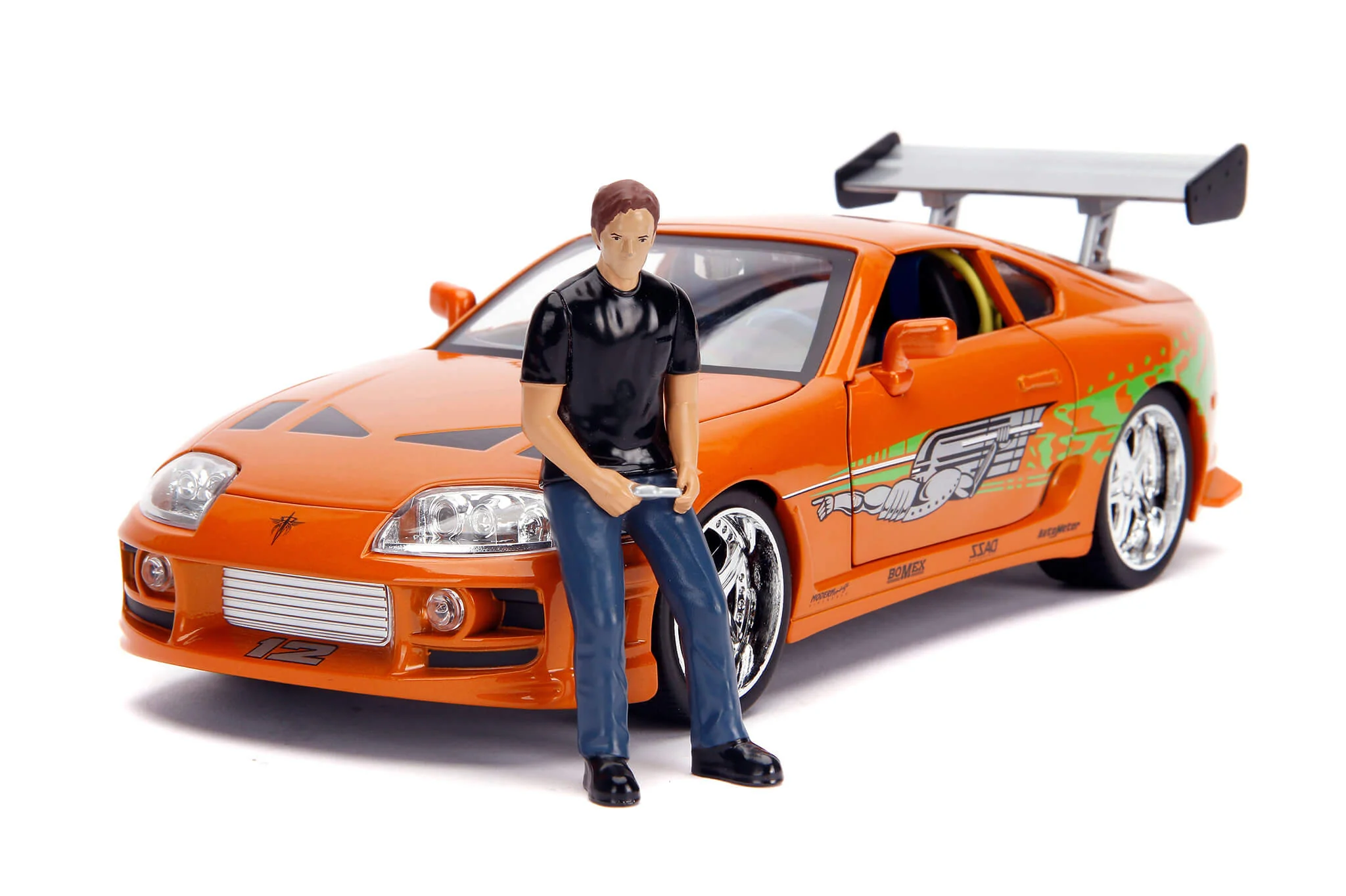 Fast & Furious Brian's Toyota Supra, 1:18 Scale Vehicle w/ Lights & 3.75" Figure - Image 5