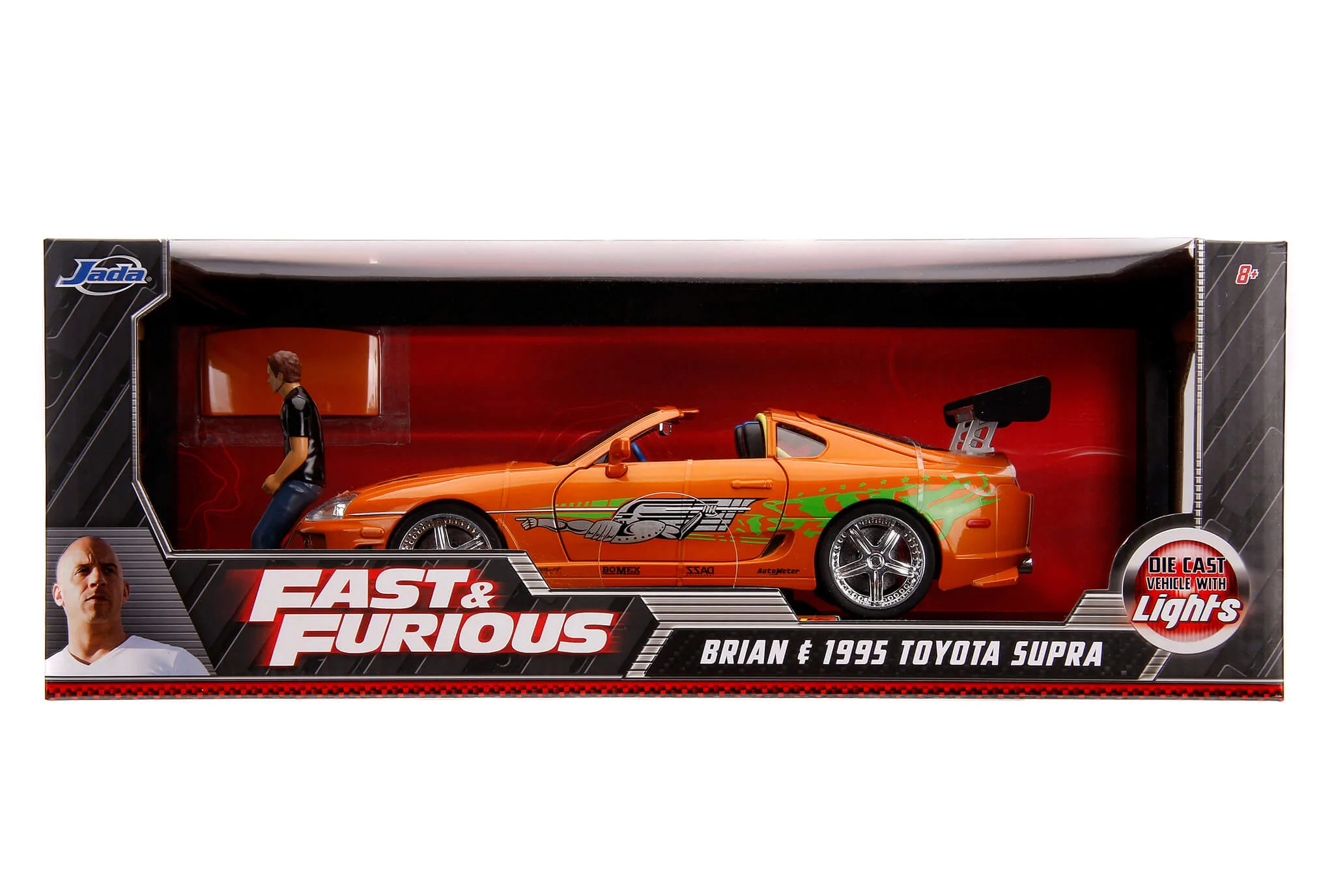 Fast & Furious Brian's Toyota Supra, 1:18 Scale Vehicle w/ Lights & 3.75" Figure - Image 6