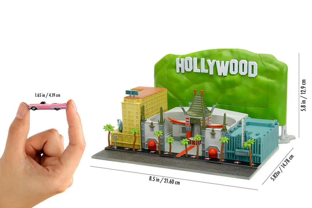 Hollywood 100 Featuring the Hollywood Walk of Fame Nano Scene w/ 1.65" 1958 Cadillac Series 62 and Tour Bus Die-Cast Vehicles - Image 12