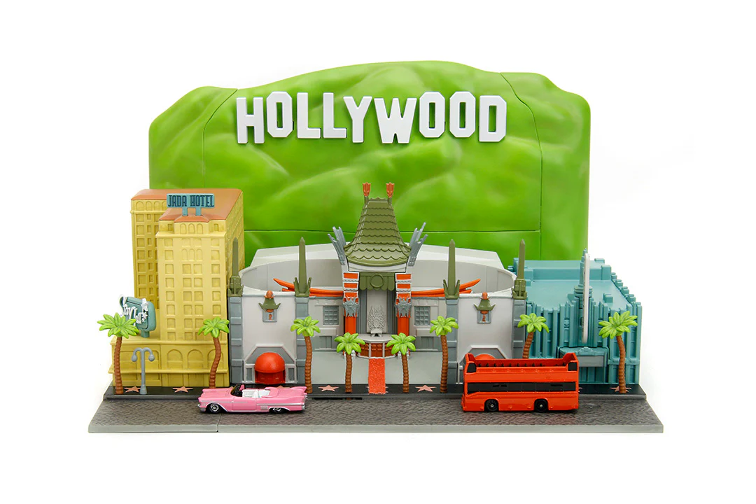 Hollywood 100 Featuring the Hollywood Walk of Fame Nano Scene w/ 1.65" 1958 Cadillac Series 62 and Tour Bus Die-Cast Vehicles - Image 3
