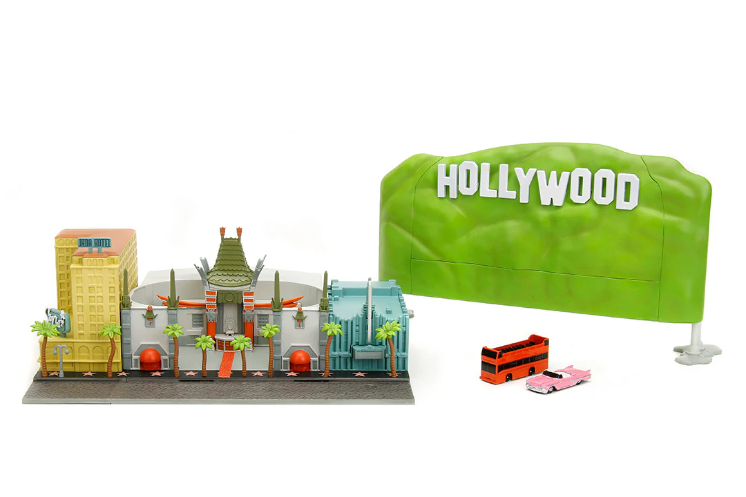 Hollywood 100 Featuring the Hollywood Walk of Fame Nano Scene w/ 1.65" 1958 Cadillac Series 62 and Tour Bus Die-Cast Vehicles - Image 4