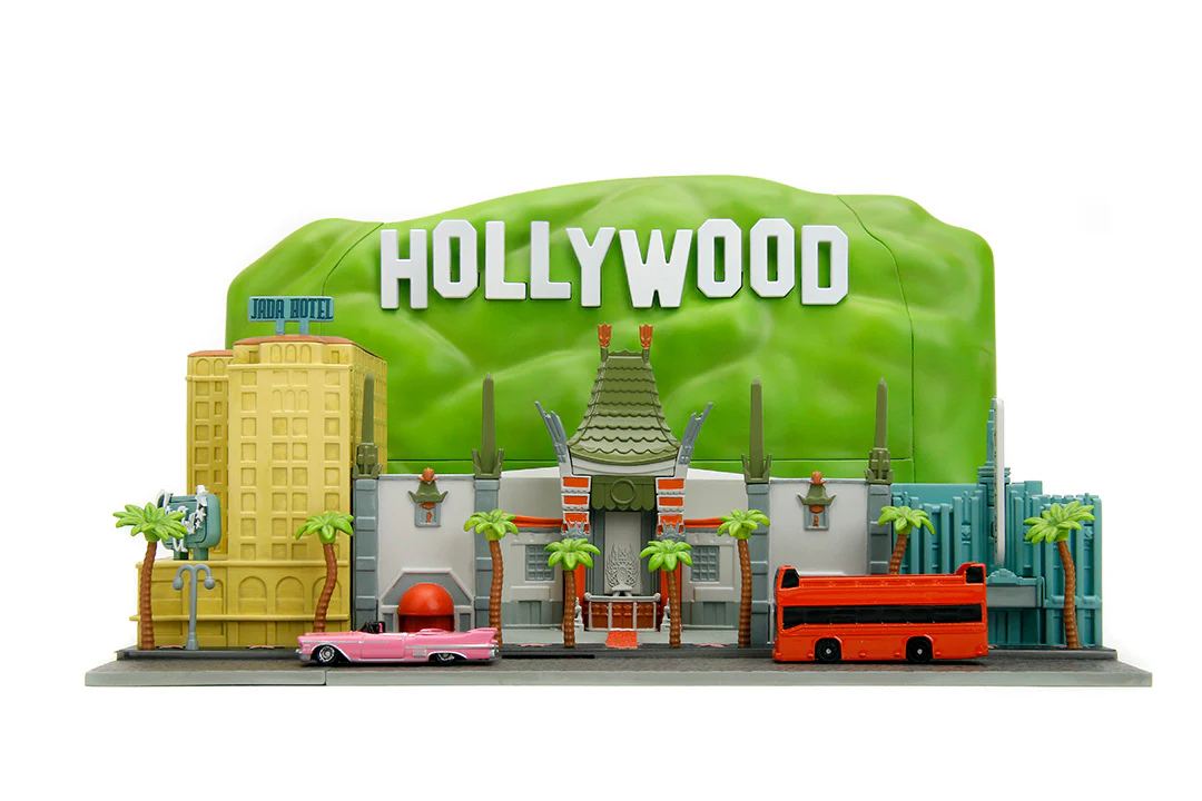 Hollywood 100 Featuring the Hollywood Walk of Fame Nano Scene w/ 1.65" 1958 Cadillac Series 62 and Tour Bus Die-Cast Vehicles - Image 6